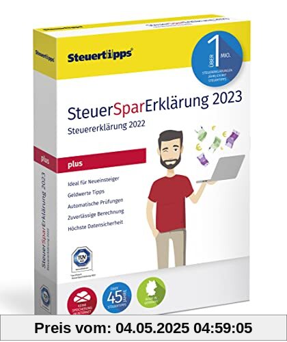 SteuerSparErklärung Plus 2023, Schritt-für-Schritt Steuersoftware für die Steuererklärung 2022, mit dem Plus an Steuerwissen, CD-Version für Windows 8, 10 und 11 SteuerSparErklärung Plus 2023, Schritt-für-Schritt Steuersoftware für die Steuererklärung 2022, mit dem Plus an Steuerwissen, CD-Version für Windows 8, 10 und 11