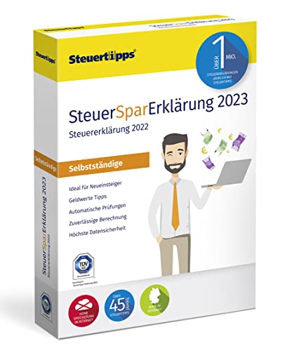 SteuerSparErklärung für Selbstständige 2023, Schritt-für-Schritt Steuersoftware für die Steuererklärung 2022, CD-Version für Windows 8, 10 und 11 SteuerSparErklärung für Selbstständige 2023, Schritt-für-Schritt Steuersoftware für die Steuererklärung 2022, CD-Version für Windows 8, 10 und 11