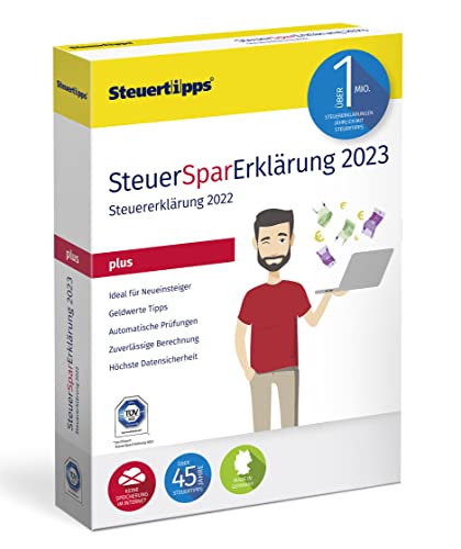 SteuerSparErklärung Plus 2023, Schritt-für-Schritt Steuersoftware für die Steuererklärung 2022, mit dem Plus an Steuerwissen, CD-Version für Windows 8, 10 und 11