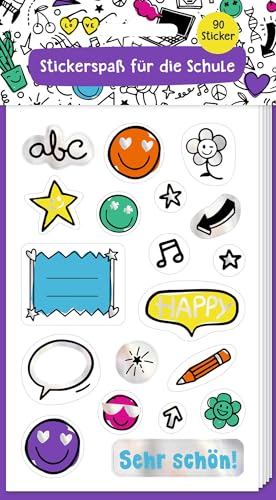 Sticker – Stickerspaß für die Schule: Stickerbogen mit 90 Stickern: Geschenk für Schultüte, Einschulung, Schulstart, Schulanfang, Grundschule Sticker – Stickerspaß für die Schule: Stickerbogen mit 90 Stickern: Geschenk für Schultüte, Einschulung, Schulstart, Schulanfang, Grundschule