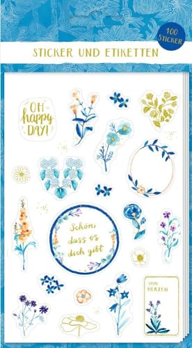 Sticker und Etiketten – Stickerbogen mit 100 Stickern: All about blue von COPPENRATH