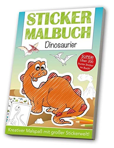 Stickermalbuch: Dinosaurier: Kreativer Malspaß mit großer Stickerwelt!