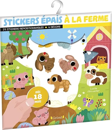Stickers épais - À la ferme: 24 stickers repositionnables et 4 décors