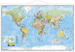 Stiefel Wandkarte Kleinformat Weltkarte politisch mit Flaggenrand, deutschsprachig, mit Metallstäben von Stiefel