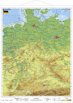 Stiefel Wandkarte Miniformat Deutschland, physisch, mit Metallstäben von Stiefel
