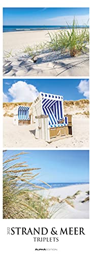 Strand & Meer Triplets 2022 - Streifenkalender XXL 25x69 cm - Bildkalender im Hochformat - Wandkalender - Wandplaner - Strandkalender - Deutsche ... Beach & Ocean - Natur - - Wand-Kalender