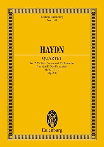 Streichquartett F-Dur: op. 2/4. Hob. III: 10. Streichquartett. Studienpartitur. (Eulenburg Studienpartituren) von Ernst Eulenburg & Co. GmbH, London