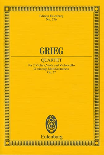 Streichquartett g-Moll: op. 27. Streichquartett. Studienpartitur. (Eulenburg Studienpartituren) von Eulenburg Edition