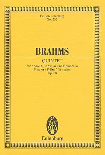 Streichquintett F-Dur: op. 88. 2 Violinen, 2 Violen und Violoncello. Studienpartitur. (Eulenburg Studienpartituren)
