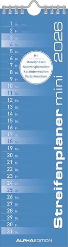 Streifenplaner Mini BLAU 2026 - Streifenkalender - Wandplaner - Küchen-Kalender - 9,5x33: Streifenkalender teNeues Streifenplaner Mini BLAU 2026 - Streifenkalender - Wandplaner - Küchen-Kalender - 9,5x33: Streifenkalender teNeues von ALPHA EDITION