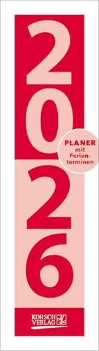 Streifenplaner Mini Rot 2026: Praktischer Streifenkalender mit Spiralbindung, Format: 8,5 x 30 cm von Korsch Verlag