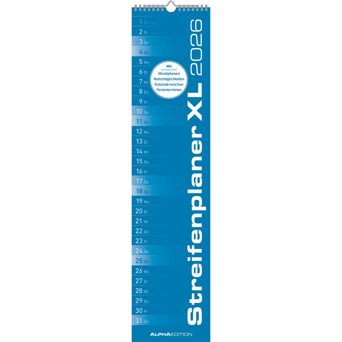 Streifenplaner XL BLAU 2026 - Streifenkalender 15x64 cm - Wandplaner - Küchenkal... Streifenplaner XL BLAU 2026 - Streifenkalender 15x64 cm - Wandplaner - Küchenkal... von Neumann Verlage GmbH & Co