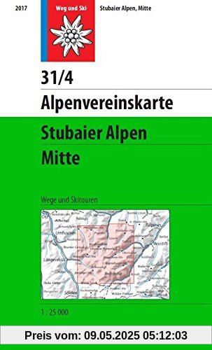 Stubaier Alpen, Mitte: Wege und Skitouren (Alpenvereinskarten)