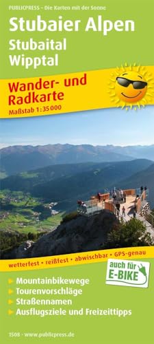 Stubaier Alpen, Stubaital, Wipptal: Wander- und Radkarte mit Ausflugszielen & Freizeittipps, wetterfest, reißfest, abwischbar, GPS-genau. 1:35000 (Wander- und Radkarte: WuRK)
