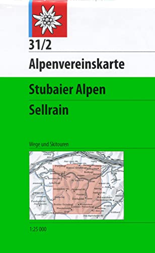 Stubaier Alpen, Sellrain: Topographische Karte 1:25.000 mit Wegmarkierungen und Skirouten (Alpenvereinskarten)