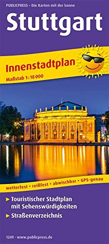 Stuttgart: Touristischer Innenstadtplan mit Sehenswürdigkeiten und Straßenverzeichnis. 1:18000 (Stadtplan: SP)