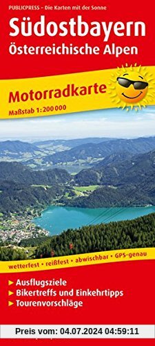 Südostbayern - Österreichische Alpen: Motorradkarte mit Tourenvorschlägen, Ausflugszielen, Einkehr- & Freizeittipps, reissfest, wetterfest, abwischbar, GPS-genau. 1:200000