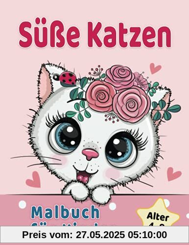 Süße Katzen Malbuch für Kinder 4-8 Jahren: Entzückende Comic-Katzen, Kätzchen & Einhorn-Katzen Caticorn (Malbücher für Kinder)