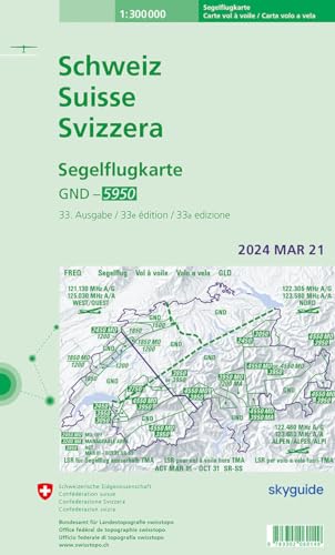 Switzerland Glider Chart / Segelflugkarte Schweiz 1:300.000 von swisstopo