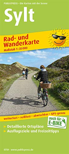 Sylt: Rad- und Wanderkarte mit detailierten Ortsplänen, Straßennamen, Ausflugszielen und Freizeittipps, wetterfest, reißfest, abwischbar, GPS-genau, 1:35 000 (Rad- und Wanderkarte: RuWK)