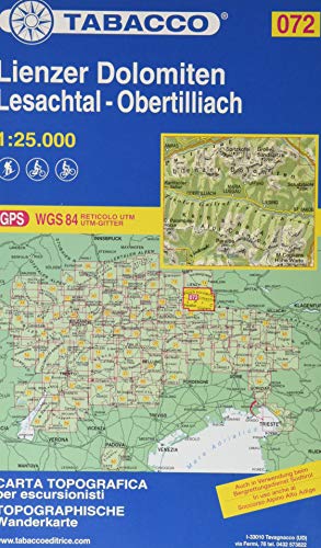 Wanderkarte 72 Lienzer Dolomiten -Lesachtal-Obertillach-Lienz: 1:25000 (Carte topografiche per escursionisti, Band 72) von Tabacco editrice
