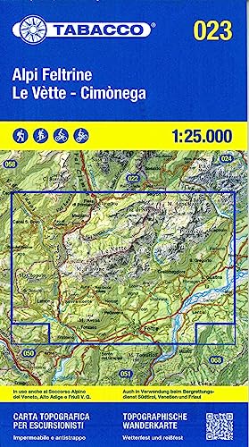 Tabacco Wandern Alpi Feltrine 1:25000: Tabacco Wanderkarte 1:25000