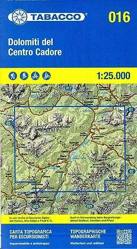 Tabacco Wandern Dolomiti Cadore 1:25000: Tabacco Wanderkarte 1:25000