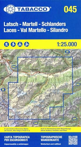 Tabacco Wandern Latsch Martell 1:25000: Tabacco Wanderkarte 1:25000 (Carta topografica in scala 1:25.000, Band 45)