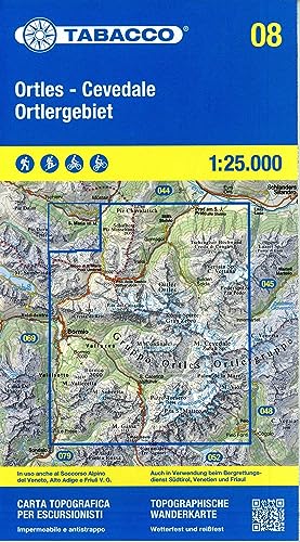 Tabacco Wandern Ortlergebiet 1:25000: Tabacco Wanderkarte 1:25000 (Carta topografica in scala 1:25.000, Band 8) von Tabacco editrice