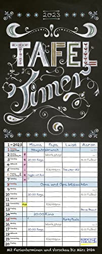 Tafel Timer 2023: Typo Art Familienkalender mit 4 breiten Spalten in Tafeloptik. Hochwertiger Familienplaner mit Ferienterminen, Vorschau bis März 20243. von Korsch Verlag GmbH