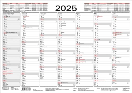 Tafelkalender A3 2025: 14 Monate auf Vorder- und Rückseite I Ferientermine und Feiertage von Korsch Verlag