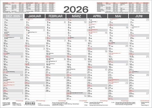 Tafelkalender A3 2026: 14 Monate auf Vorder- und Rückseite I Ferientermine und Feiertage Tafelkalender A3 2026: 14 Monate auf Vorder- und Rückseite I Ferientermine und Feiertage von Korsch Verlag