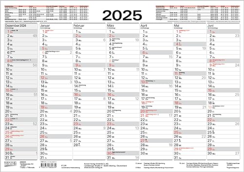Tafelkalender A3 "Stabil" 2025: 14 Monate auf Vorder- und Rückseite I Dicker Karton I Ferientermine und Feiertage von Korsch Verlag