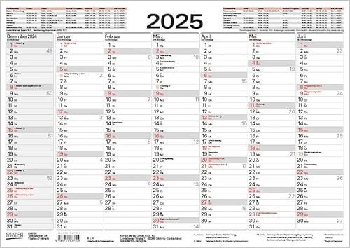 Tafelkalender A4 2025: 14 Monate auf Vorder- und Rückseite I Ferientermine und Feiertage von Korsch Verlag
