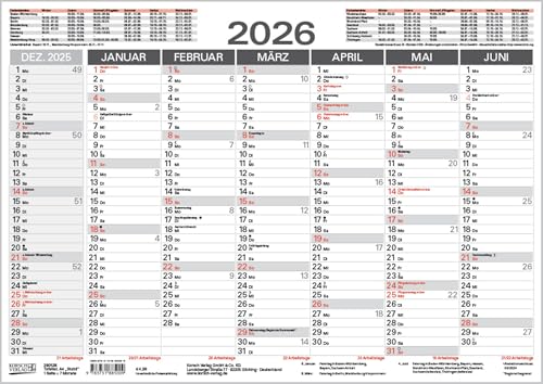 Tafelkalender A4 "Stabil" 2026: 14 Monate auf Vorder- und Rückseite I Dicker Karton I Ferientermine und Feiertage Tafelkalender A4 "Stabil" 2026: 14 Monate auf Vorder- und Rückseite I Dicker Karton I Ferientermine und Feiertage von Korsch Verlag