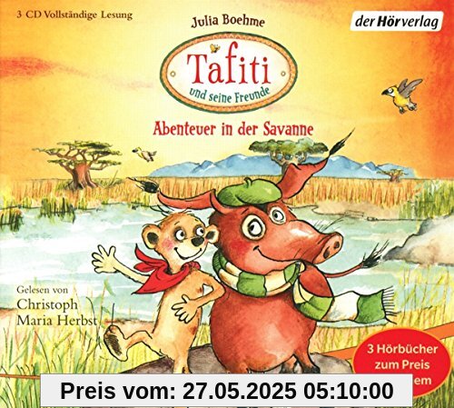 Tafiti und seine Freunde. Abenteuer in der Savanne: Drei Hörbücher: Tafiti und die Reise ans Ende der Welt - Tafiti und das fliegende Pinselohrschwein - Tafiti und das Riesenbaby