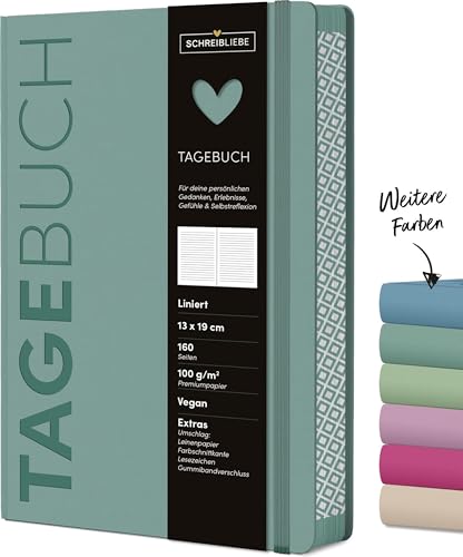 Tagebuch Salbei: Notizbuch 13 x 19 cm mit Gummiband, liniert, 160 Seiten - SchreibLiebe von Korsch Verlag