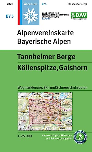 Tannheimer Berge, Köllenspitze, Gaishorn: Topographische Karte 1:25.000 mit Wegmarkierung, Ski- und Schneeschuhrouten: Topographische Karte mit ... und Schneeschuhrouten (Alpenvereinskarten)