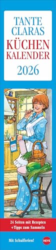 Tante Clara Küchenkalender 2026: Praktischer Wandkalender mit Küchen-Tipps und abtrennbaren Rezepten. Langer 14-Tages-Kalender 2026. Terminplaner für ... 11 x 49 cm. (Streifenplaner Kalender Heye) von Heye