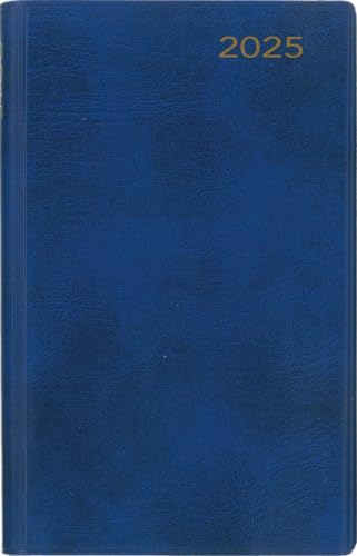 Taschenkalender 2025: Blauer Cabra-Lederfaserstoffeinband