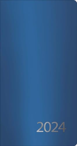 Taschenkalender Metallic blau 2024: Terminplaner oder Terminkalender als Ringbuch mit Wochenkalender, Gummiband und Jahresplaner 2024/2025; 9,5 x 17cm von Korsch Verlag