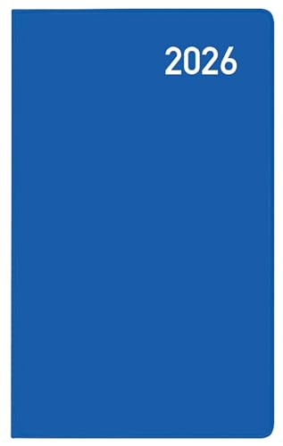 Taschenkalender Pluto geheftet Karton blau 2026: Terminplaner mit Monatskalendarium und Uhrzeit. Dünner Buchkalender. 1 Monat 2 Seiten. 8,7 x 15,3 cm von Korsch Verlag