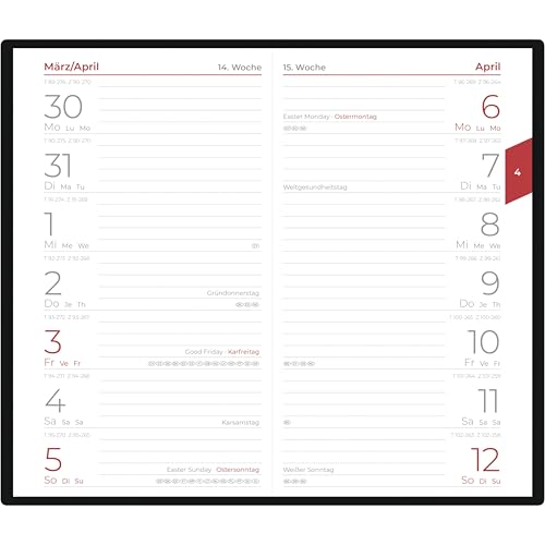 Taschenplaner 1M/2S farblich sortiert von ZETTLER Kalender
