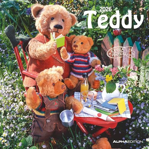 Teddy 2026 - Broschürenkalender 30x30 cm (30x60 geöffnet) - Kalender mit Platz für Notizen - Bildkalender - Wandkalender - mit herausnehmbarem Poster von ALPHA EDITION