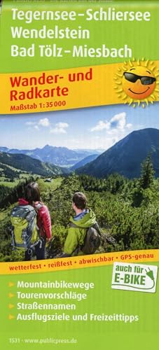 Tegernsee - Schliersee, Wendelstein, Bad Tölz - Miesbach: Wander- und Radkarte mit Ausflugszielen & Freizeittipps, wetterfest, reißfest, abwischbar, GPS-genau. 1:35000 (Wander- und Radkarte: WuRK)
