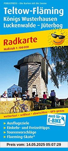 Teltow - Fläming, Königs Wusterhausenm Luckenwalde - Jüterbog: Radkarte mit Ausflugszielen, Einkehr- & Freizeittipps, Flaeming-Skate, wetterfest, ... GPS-genau. 1:100000 (Radkarte / RK)