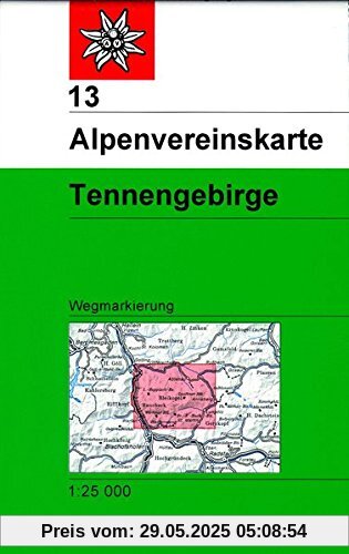 Tennengebirge: Topographische Karte 1:25.000 mit Wegmarkierungen (Alpenvereinskarten)