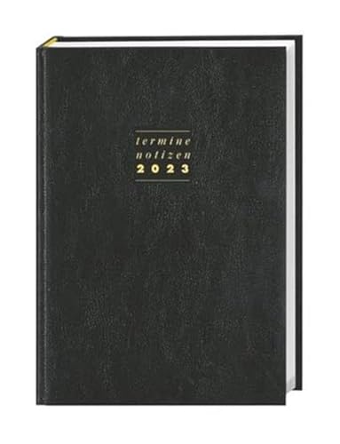 Terminer A6 2023. Schwarzer Terminkalender mit hochwertigem Kunstledereinband. Wochenplaner mit Zitaten und Lesebändchen. Taschenkalender 2023 zum Planen von Terminen von Heye