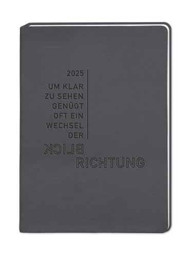 Terminplaner Lederlook 2025 Schwarz: Terminplaner Lederlook A6 von Grafik Werkstatt "Das Original"