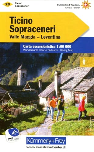 Tessin Sopraceneri Nr. 26 Wanderkarte 1:60 000: Valle Maggia, Leventina, water resistant, free Download mit HKF Outdoor App (Kümmerly+Frey Wanderkarten, Band 26)